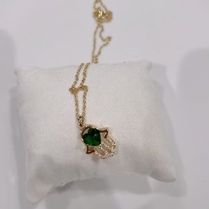 Green zircon hand, 18k gold plate necklace for women